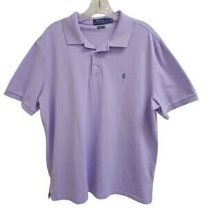 Polo Ralph Lauren Men's Lilac Golf Polo with Grey Pony Classic Fit Size L